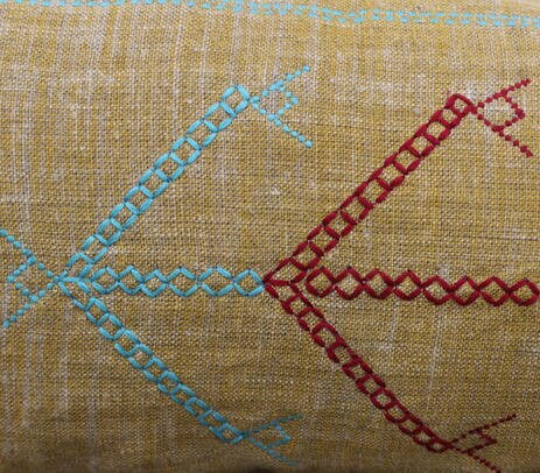 EMB-7 Embroidered linen lumbar pillow cover