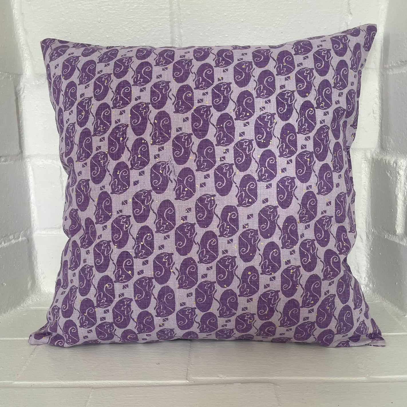 HMP7 Hemp/linen hand stamped pillow cover